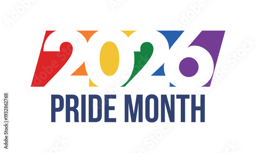 LGBT Pride Month in June. 2026. Lesbian Gay Bisexual Transgender. Celebrated annual. LGBT flag. Rainbow love concept. Human rights and tolerance. Poster, banner and background. Vector illustration