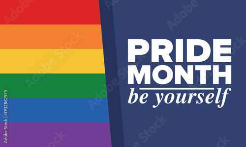 LGBT Pride Month in June. 2026. Lesbian Gay Bisexual Transgender. Celebrated annual. LGBT flag. Rainbow love concept. Human rights and tolerance. Poster, banner and background. Vector illustration
