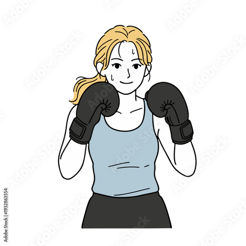 ボクシンググローブをつけた女性のイラスト