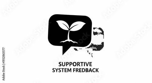Green sprout growing inside a speech bubble, symbolizing growth and feedback