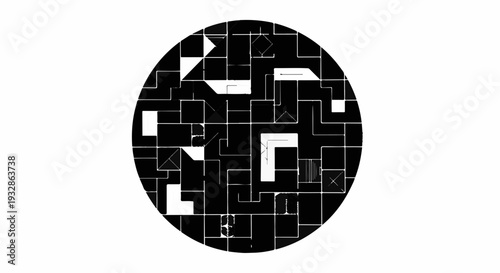 Abstract geometric pattern within a circle, representing complexity and order.