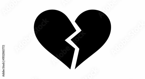 Symbolic representation of a broken heart, symbolizing sadness and loss.