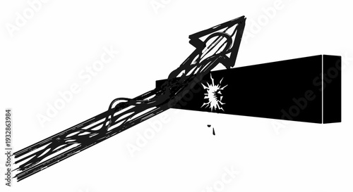 Abstract geometric structure with upward arrow indicating progress and success