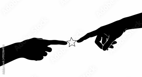 Two silhouetted hands reaching towards a small, glowing star, symbolizing connection and hope.
