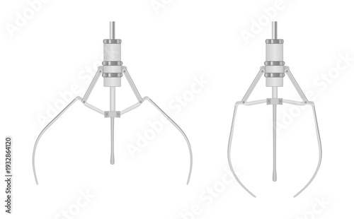 Crane claw machine set. Grabbing claw for toy arcade vector elements