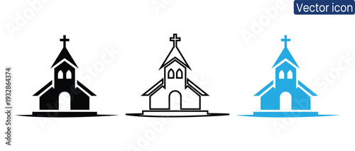 Modern church building icons for design and development projects