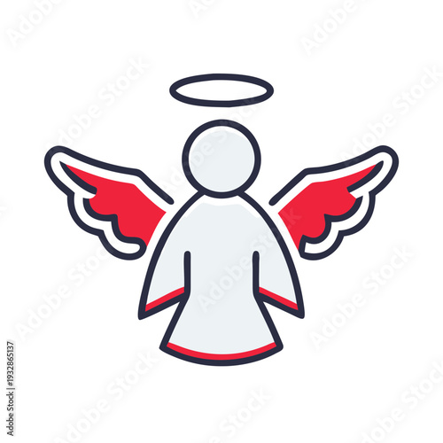 Angel Wings Character Icon Illustrating Divine Protection and Ethical Business Integrity for Christmas Season