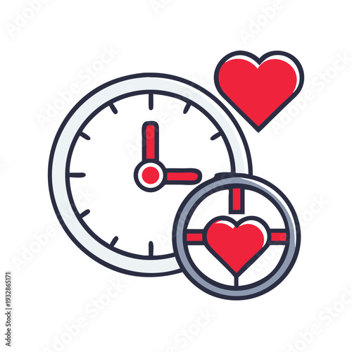Chronometer Heart Icon Symbolizing Passionate Time Management and Work-Life Balance for Valentines Day