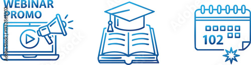 Webinar Online Class and Event Line Icons
