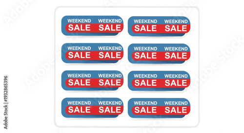 Set of 8 Weekend Sale Tags Vector