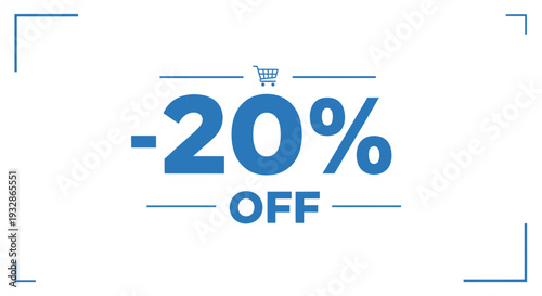 20 Percent Off Blue Discount Sale Vector