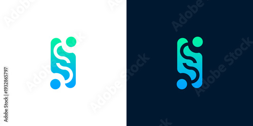 Abstract S letter logo design with gradient colors and geometric shapes, representing innovation and technology