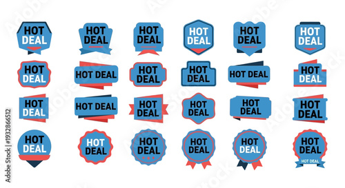 Set of 25 Hot Deal Sale Badges Vector