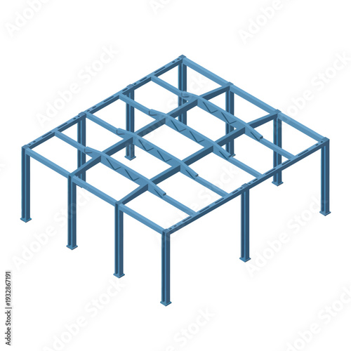Blue Metal Grid Structure Framework.