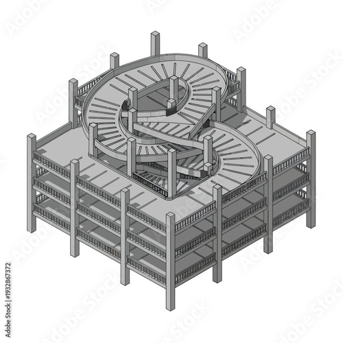Double Spiral Staircase Architectural Structure.