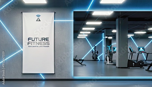 Wallpaper Mural Modern Fitness Gym Interior With Futuristic Lighting and Equipment Torontodigital.ca