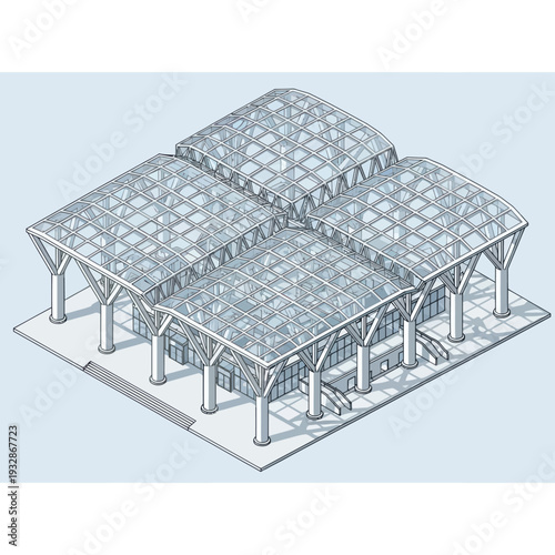 Large Open Structure with Grid Roof.
