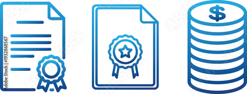 Document Certificate and File Management Icons