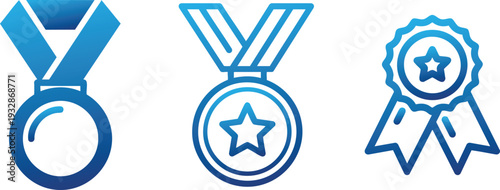 Achievement Medal and Award Outline Icons