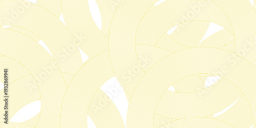 Doodle banner with yellow ramen pattern on white background. Wave abstract pattern.