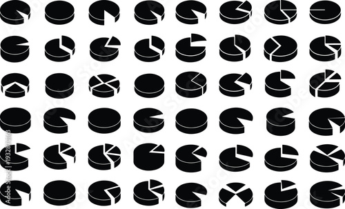 Set of 40 pie chart icons vector