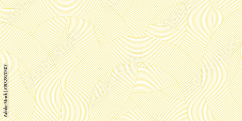 Doodle banner with yellow ramen pattern on white background. Wave abstract pattern.