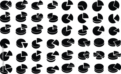 Pie Chart Collection Silhouette Icon Set Analytics Pie Chart Typography Silhouette Icon Pack
