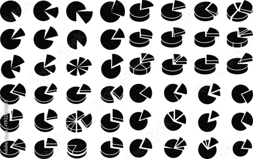 Pie Chart Collection Silhouette Icon Set Analytics Pie Chart Typography Silhouette Icon Pack