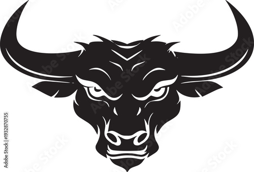 "Bull Head Silhouette Vector – Powerful Angry Bull Logo Clipart for Sports, Strength, and Tattoo Design"