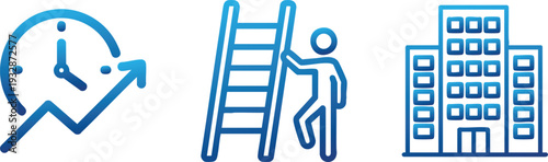 Business Consulting and Office Workspace Line Icons