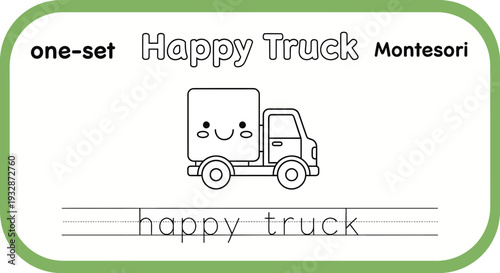 Happy Truck Coloring Page for Kids - Montessori Education Activity