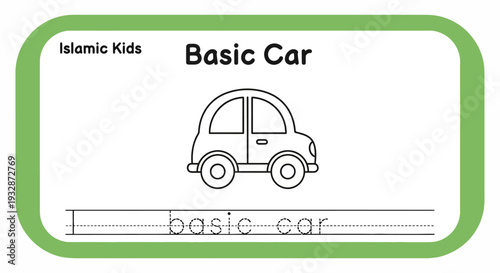 Islamic Kids Basic Car Coloring Page for Children Education