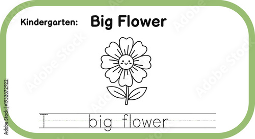 Kindergarten Big Flower Coloring Page for Kids