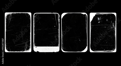 Distressed smartphone screen overlays collection with various textured effects for mobile app designs