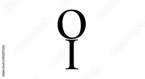 Simple graphic of the letter O balanced on top of the letter I, representing a key or a unique symbol.