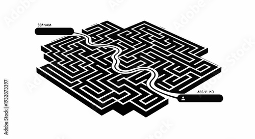 Complex maze with a clear path from start to finish, symbolizing a journey or solution.