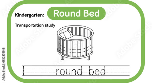 Kindergarten Round Bed Transportation Study Worksheet with Tracing Lines