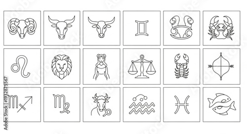 Zodiac Signs - Astrological Symbols Representing Celestial Constellations and Personalities.