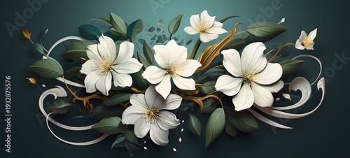 the jasmine Flower vector illustration t-shirt design ,generative AI