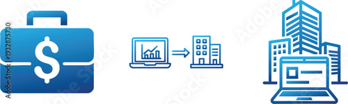 Finance Salary and Office Workspace Icons