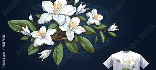 a jasmine Flower vector illustration t-shirt design ,generative AI
