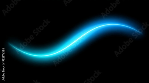 Vibrant Blue Light Wave Glowing in Darkness.