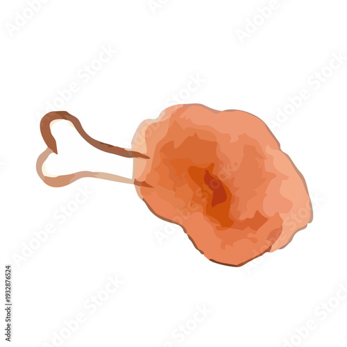 Hand drawn watercolor meat on the bone illustration, wild manga meat for BBQ and camping／骨付き肉・まんが肉