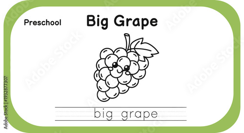 Preschool Big Grape Coloring Page for Kids Learning Alphabet G