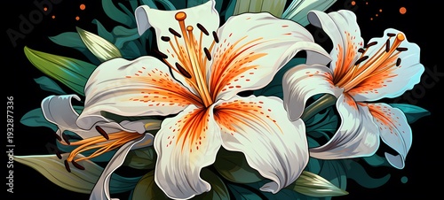 the lily vector illustration t-shirt design,generative AI