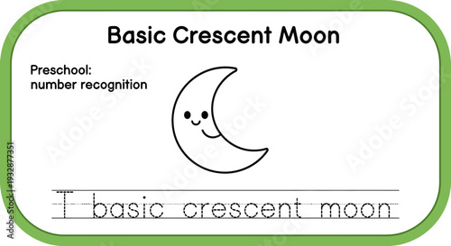 Preschool Learning: Basic Crescent Moon Drawing and Tracing Activity