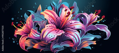 the lily vector illustration t-shirt design,generative AI