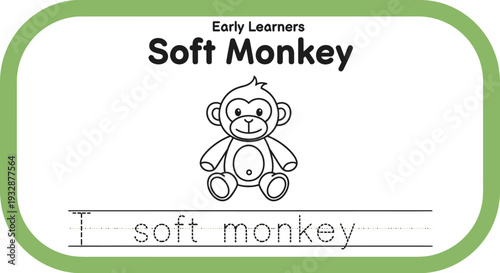 Soft Monkey Coloring Page for Early Learners: Trace the Word 'Soft Monkey'