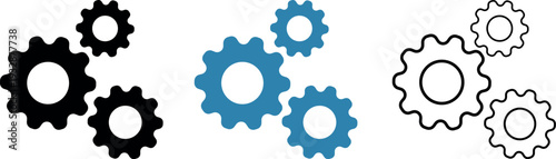 Interconnected gearwheels in black blue and white.