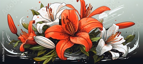 a lily vector illustration t-shirt design,generative AI